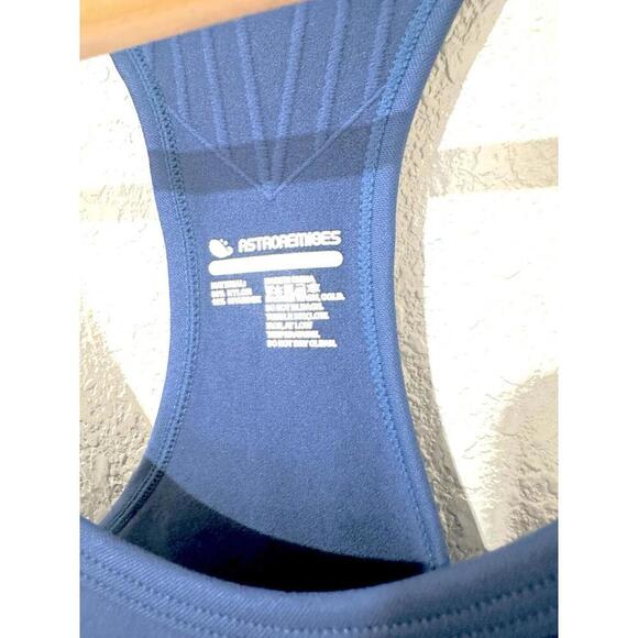 Astroremiges Women's Jumpsuit One Piece Full Length Straps Blue Ribbed Size S - Picture 12 of 15